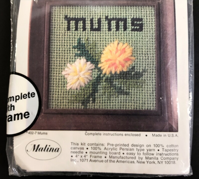 Mums Flowers Vintage Dimensional Needlepoint Kit Needlepointers NIP small 4x4