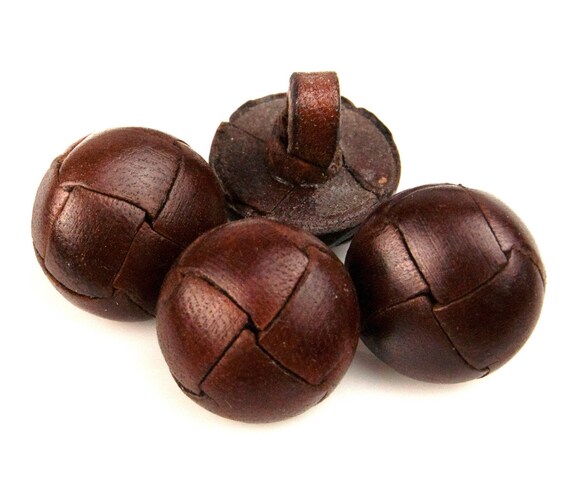 Vintage Lot of 4 Glossy Chocolate Brown Plastic Buttons Made USA .90
