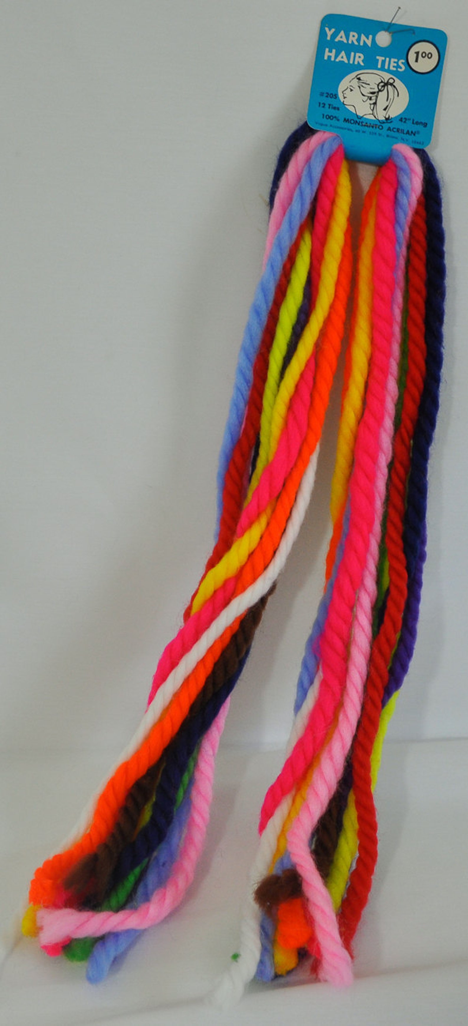 1970s Multicolored Acrylic Yarn Hair Ties Never Used Etsy