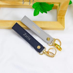 Custom Leather Keychain with Gold/Silver Foil Embossing · Handmade Key Fob · Gift for Him or Her · Mother’s Day Leather Present