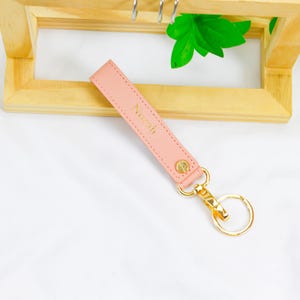 Personalized Foil Embossed Leather Keychain · Gold or Silver Key Fob · Handmade Custom Gift for Her or Him · Mother’s Day Keyring