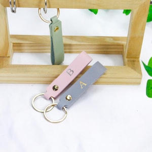 Custom Leather Keyring with Gold or Silver Foil,Personalised Loop Keychain,Handmade Gift for Anniversary or Birthday