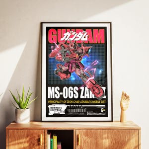 Arte mural de robot mecha / gundam zaku ms-06s / Ilustración de robot de anime japonés / Imprimible de ciencia ficción ciberpunk imagen 3