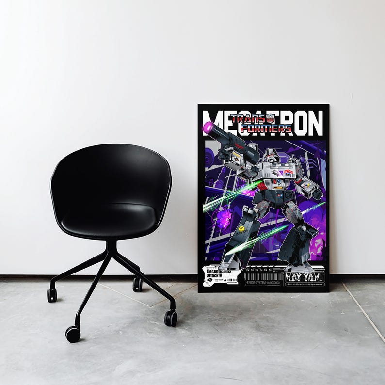Megatron Text Megatron Poster, Transformers Wall Art, Decepticon Robot Print, Street ...