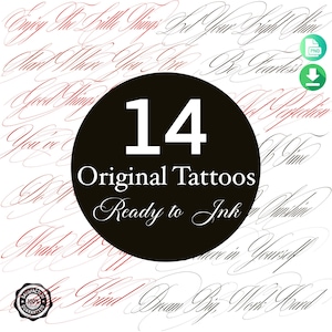 Tattoo Lettering Bundle – Motivational Quotes, Digital Calligraphy Designs (PNG Download)