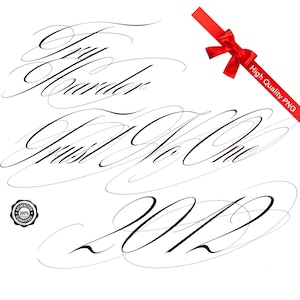 Op de afbeelding: Zwarte cursieve tekst op een witte achtergrond. De woorden "Try Harder", "Trust So Chic" en het nummer "2012" worden weergegeven. Een rood lint met de tekst "High Quality PNG" staat in de rechterbovenhoek. Een zwart zegel met de tekst "Satisfaction 100% Guarantee" staat linksonder.