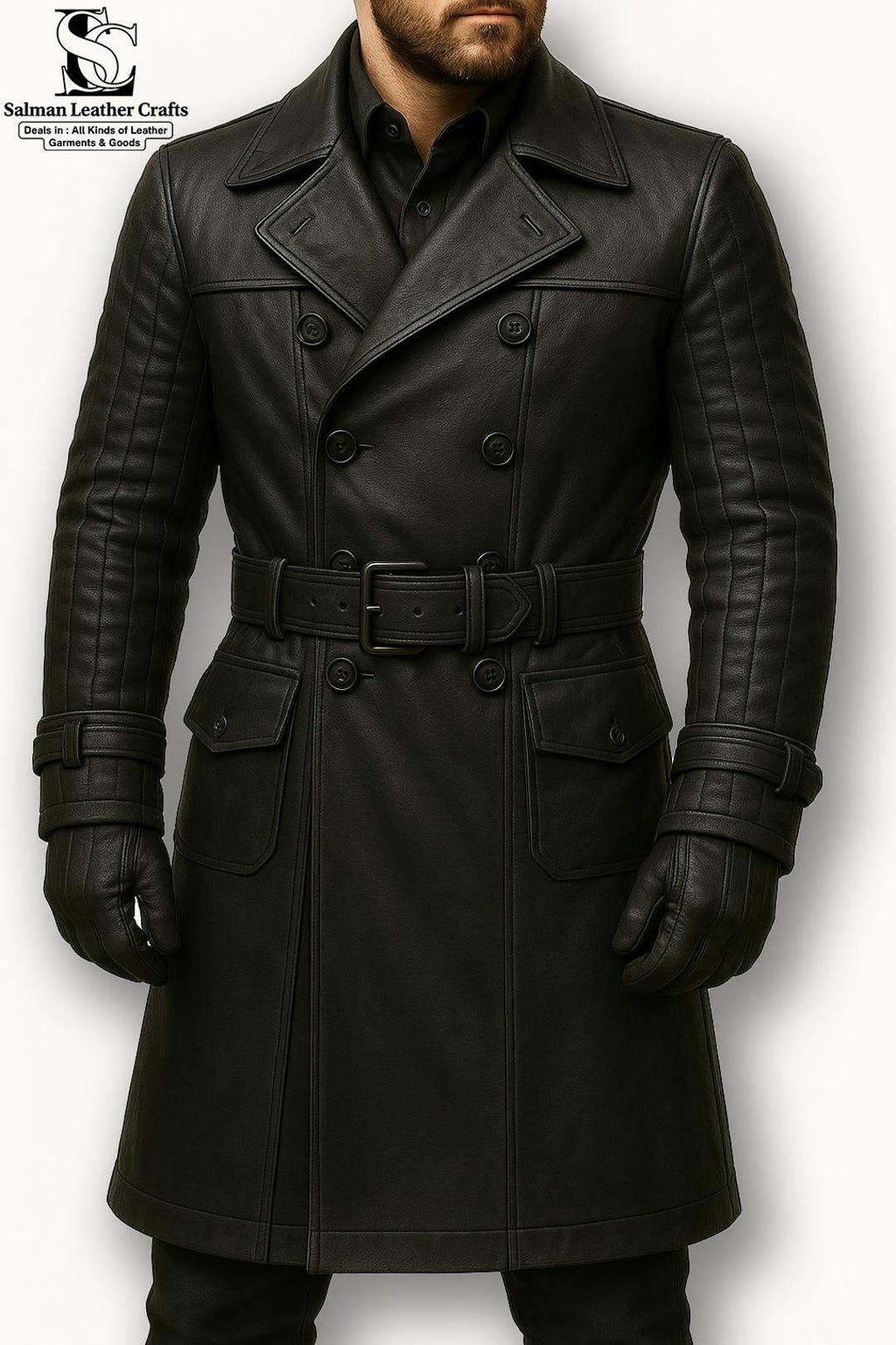 黒 レザー トレンチコート ダブルブレスト レザー ダブルブレスト トレンチコート 美品】ZARAレザーコート ダブル