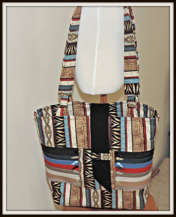 animal print tote bag & tribal pouch, farmers market bag, best friend birthday gift for her, library tote bag, shopping bag, zipper tote bag