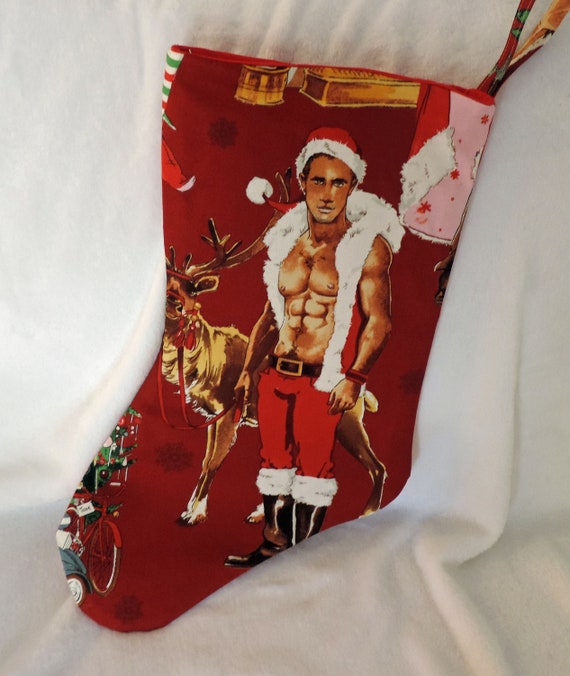 Gay Christmas Stocking, unique stocking, sexy hunk stocking, unique holiday gift, LGBTQ pride, gay Christmas gift, Pride 2021