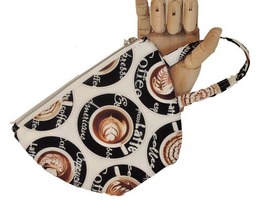 coffee bag purse, cappuccino pouch, tea cup pouch, coffee lover gift, coffee lover gift for her, coffee purse organizer