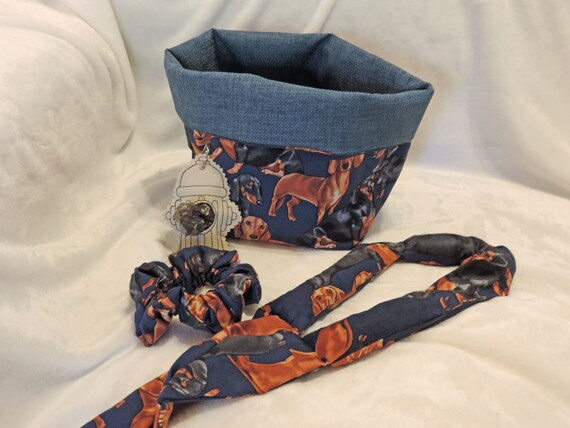 Doxie gift basket, dachshund basket, new puppy gift, new dog gift, pet sitter gift, dog walker gift, rescue pet gift, pet slouchy basket