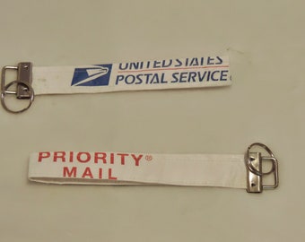 postal key fob, tyvek postage key fob, upcycled tyvek envelope key fob, USPS keychain, postal appreciation gift,