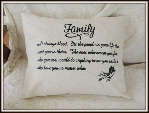 Friendship pillow, Family Quote Pillow, best friend gift, family tree, moving away gift, college student, adoption gift, step parent gift