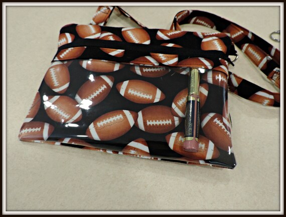 clear pocket bag, direct sales bag, football crossbody bag, lipstick display bag, vinyl pocket bag, direct sales bag