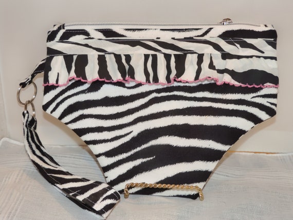 panty bikini wristlet, zebra wristlet, panty wristlet, purse for cruise, resort wear, beach wedding accessory, best friend gift