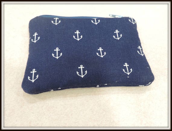anchor organizer bag, nautical cosmetic pouch, cosmetic bag, beach wedding cosmetic bag, Navy cosmetic bag, electronics bag, teacher gift