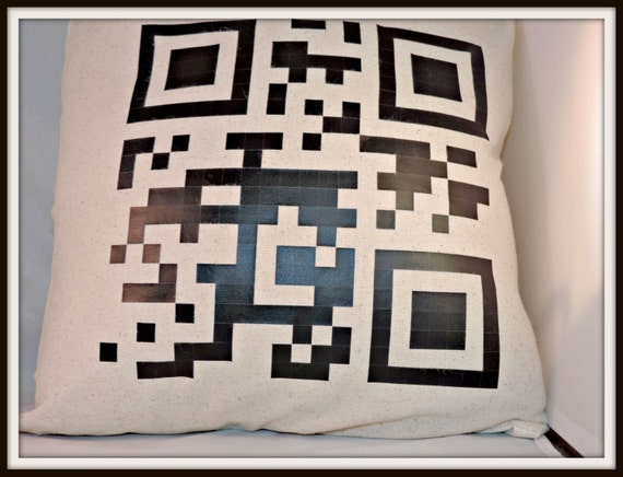 secret Message pillow, custom QR Smart phone reader, geek dad announcement, gift for nerd, geek dad gift, geek boyfriend gift, geekery