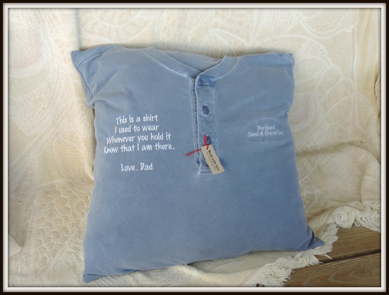 Shirt Memory Pillow With Collar Keepsake Shirt Memory Shirt Etsy
