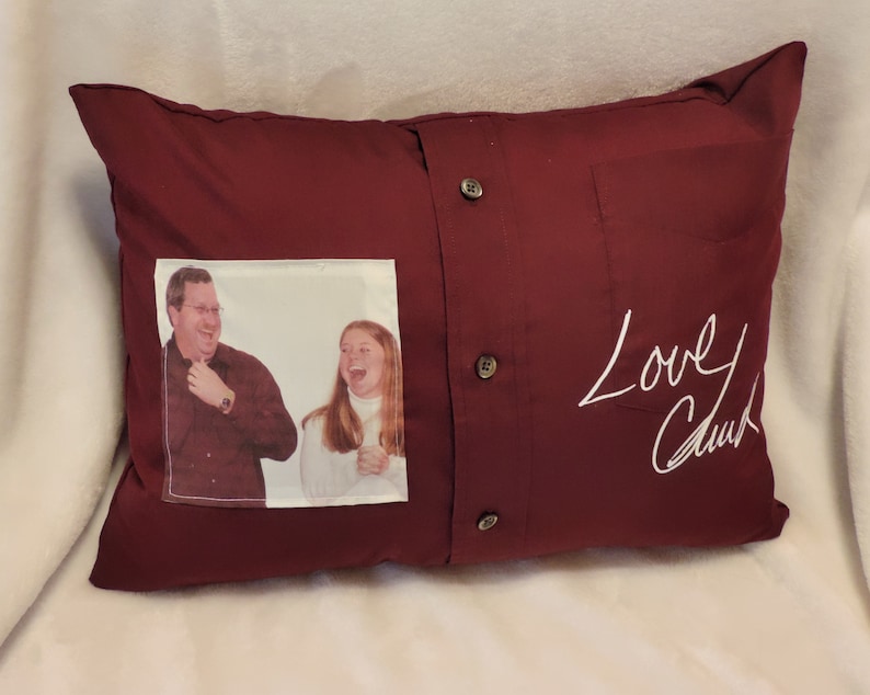 Memory shirt pillow with handwriting and picture, made from clothing, personalized photo pillow, grief gift, bereavement gift, in memory image 9