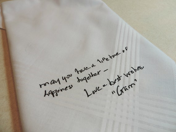 wedding hanky, handwriting wedding handkerchief, wedding gift for parents, custom wedding hanky, gift for father of bride, gift for groom