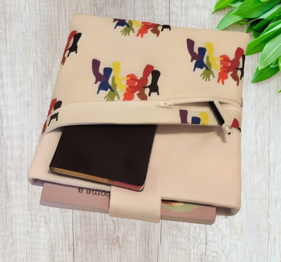 LGBTQIA rainbow book sleeve with zipper and pocket, book gifts for book lovers, Pride planner cover, lesbian gifts for girlfriend, ereader