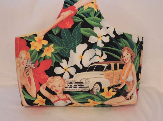 retro summer bag, project bag, over the wrist bag, single handled tote, resort wear bag, beach wedding, beach fabric bag, yarn storage bag