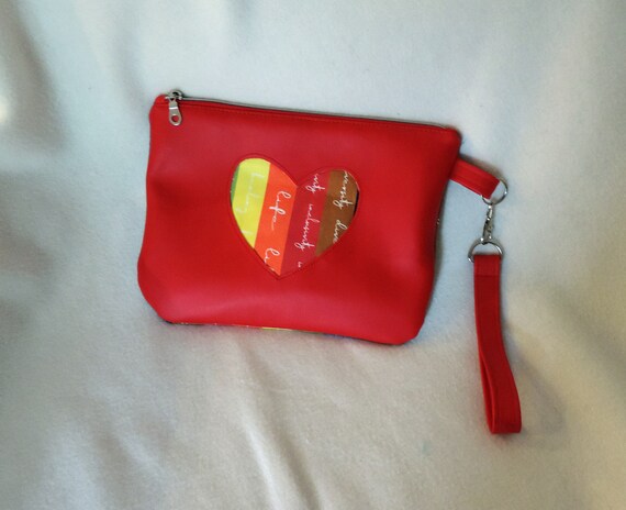 Rainbow heart pouch, rainbow valentine clutch, LGBTQ pride, gay clutch, love is love, Pride 2022 lesbian girlfriend gift