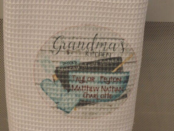 personalized kitchen towel, grandchildren names towel, grandmas kitchen, gift for grandma, mothers day gift, best selling item