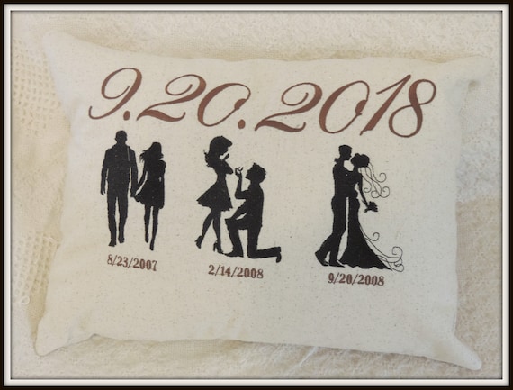 Anniversary pillow, wedding pillow, wedding Silhouettes, wedding date pillow, Mr and Mrs pillow, custom dates, anniversary gift