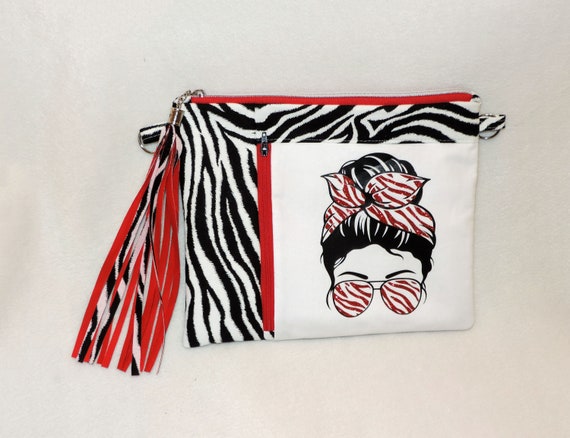 zebra clutch, zebra glitter clutch, zebra crossbody, zebra wristlet, red glitter zebra bag