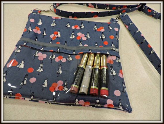 lipsense display bag, clear pocket bag, grey catalog display bag, lip gloss bag, direct sales bag, catalogue display purse, presenter bag