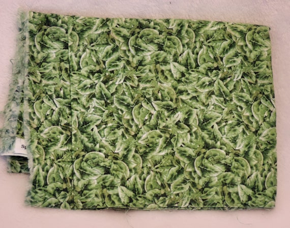 green fabric, Spring bouquet by M'Liss Rae Hawley for Joann fabrics, remnant sale, fabric destash, bargain fabric, discount fabric