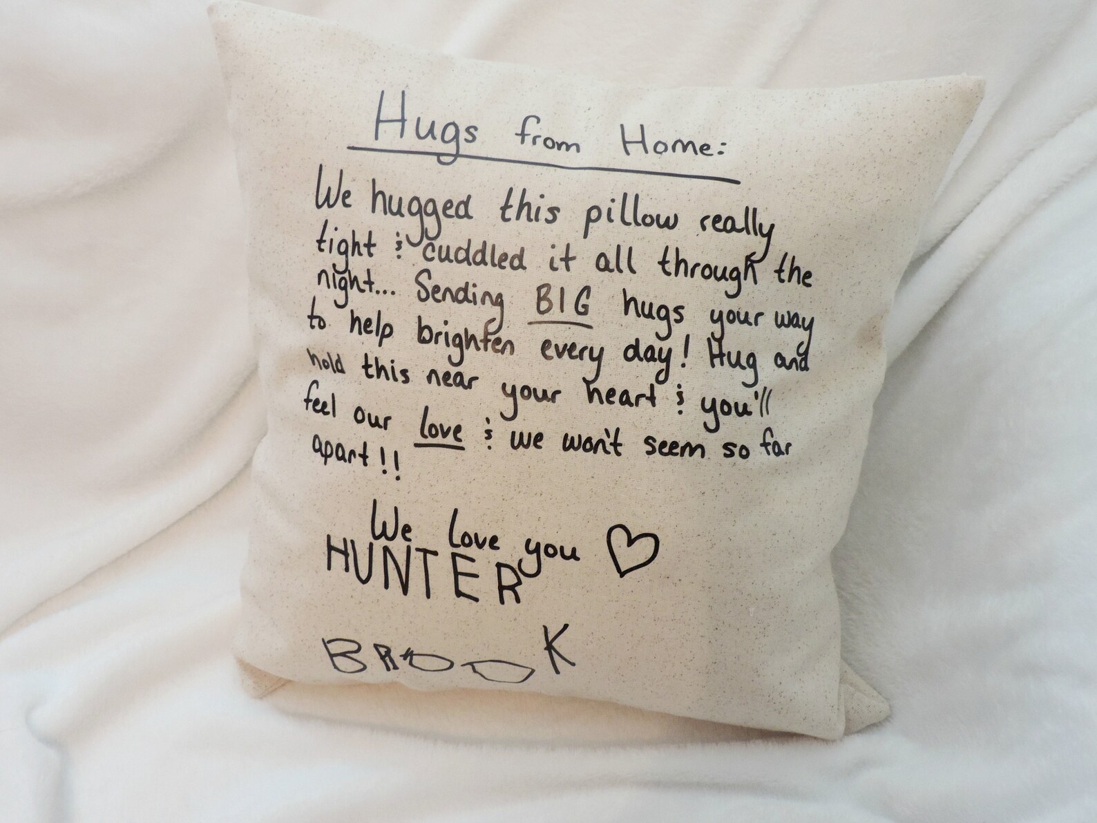 Hugs pillow hugs from home pillow long distance relationship Etsy