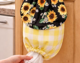 plastic bag holder, hanging Grocery Bag Storage, reusable kitchen organizer, Shopper bag sleeve, bag dispenser, plastic bag organizer,