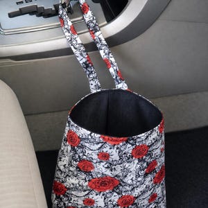 gothic rose pattern car trash bag, waterproof lined small trash bag for vehicles, car accessories for woman