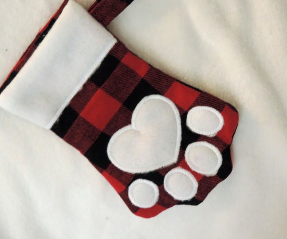 personalized pet stocking, buffalo plaid pet stocking, stocking for cat, stocking for dog