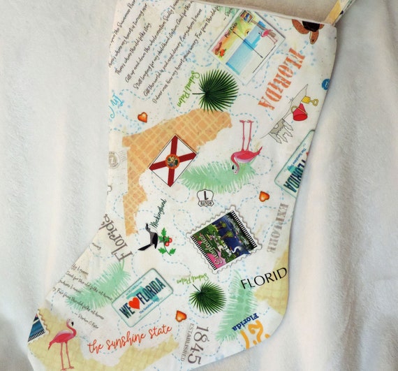 Florida Christmas stocking, Unique Christmas Stocking, Florida Christmas decor, Florida Home Decor