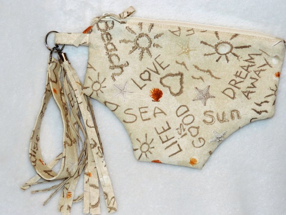 beach panty bikini wristlet, sand wristlet, panty wristlet, purse for cruise, resort wear, beach wedding accessory, best friend gift