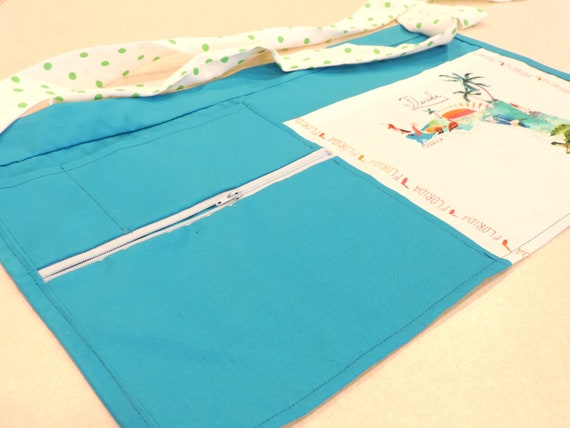 Florida vendor apron, Florida apron, Farmers market apron, apron with zipper, teacher apron, money apron, waitress apron, server apron
