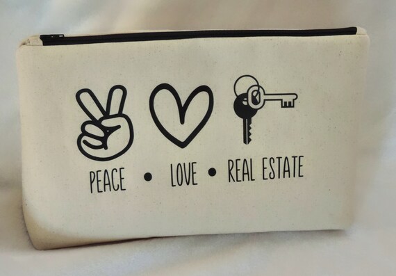 Peace Love Real Estate Makeup Bag for Women, Cosmetic Bag for Purse  Organizer Pouches, Realtor Gift for Agent, Toiletry Bag Travel Gifts For 