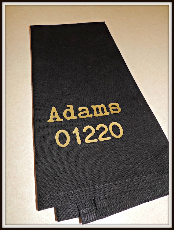 your address towel, zip code towel, your city towel, address dish towel, agent gift, closing gift, housewarming gift, typography towel