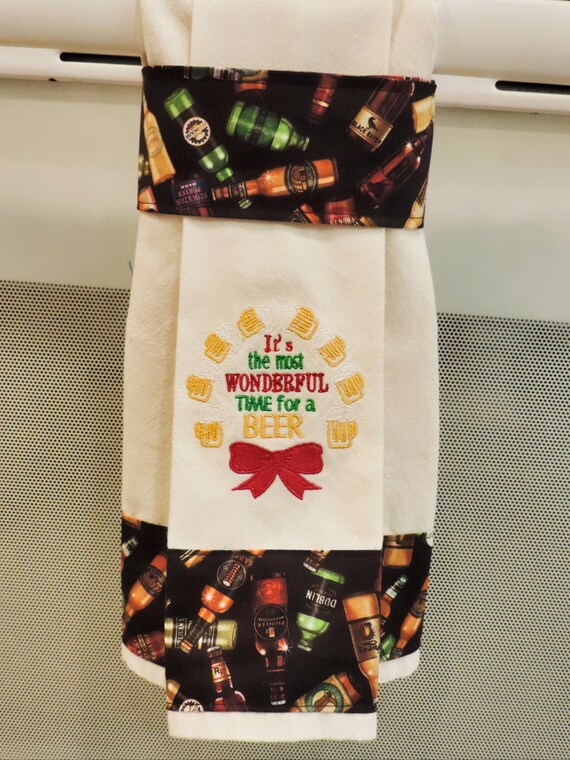 beer holiday towel, Beer lovers towel, holiday hanging towel, brewing co christmas, time for beer, brewmaster gift, gift for brewpub