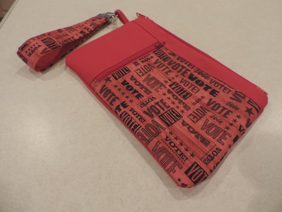 patriotic clutch, Vote clutch, vote wristlet, double zip pouch, patriotic purse organizer