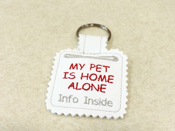 pet home alone key fob, pet is home alone, pet safety keychain, dog is home alone, cat is home alone, pet owner gift, pet lover gift