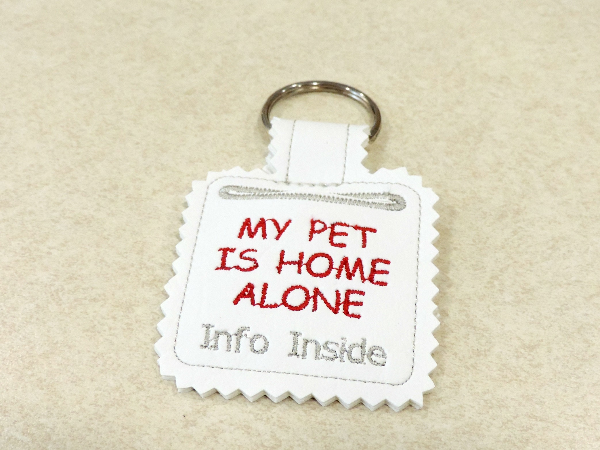 pet home alone key fob, pet is home alone, pet safety keychain, dog is