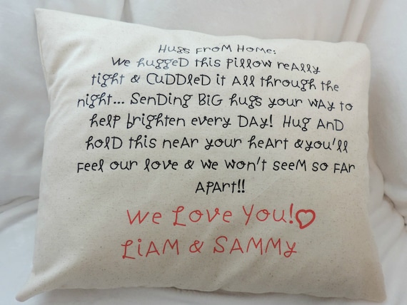 hugs pillow, missing you, military gift, sending love, hugs from home, long distance relationship gift, hugs from me to you, here's a hug