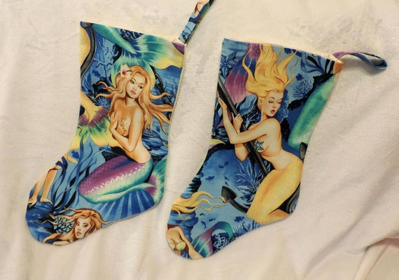 Mermaid Christmas stocking, unique Christmas stocking, mermaid lover gift, Beach lover gift, Ocean lover gift