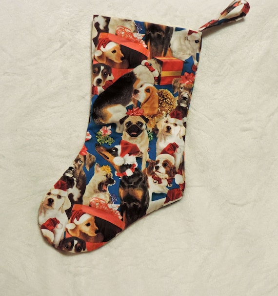 Christmas Dog Stocking, Dog holiday stocking, Unique Christmas Stocking, dog lover stocking, dog lover gift, dogs in hats stocking