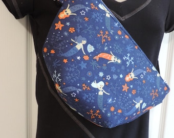 Sling Bag: Mermaid Print, Travel & Festival Ready,, nautical look for hiking, running, vendor cash bag