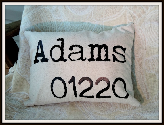 Your City and Zip Code Pillow, , agent closing gift, zip code Pillow, Custom Address Pillow, hometown gift, hometown pillow